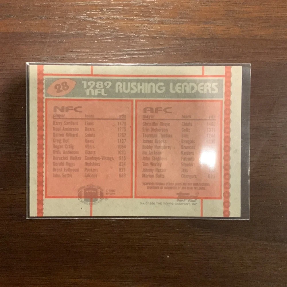 Barry sanders and Christian okoye rushing leaders 1989 Topps - Picture 2 of 2